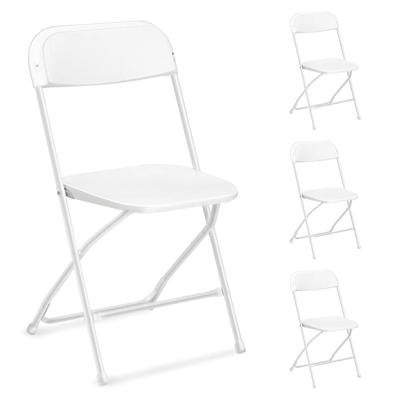 4er-Set Klappstuhl aus Kunststoff, Eventstuhl, für Innen und Außen, Stahlrahmen, tragbar, stapelbar, kommerziell nutzbar