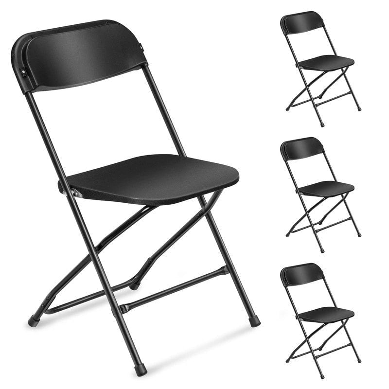 4er-Set Klappstuhl aus Kunststoff, Eventstuhl, für Innen und Außen, Stahlrahmen, tragbar, stapelbar, kommerziell nutzbar