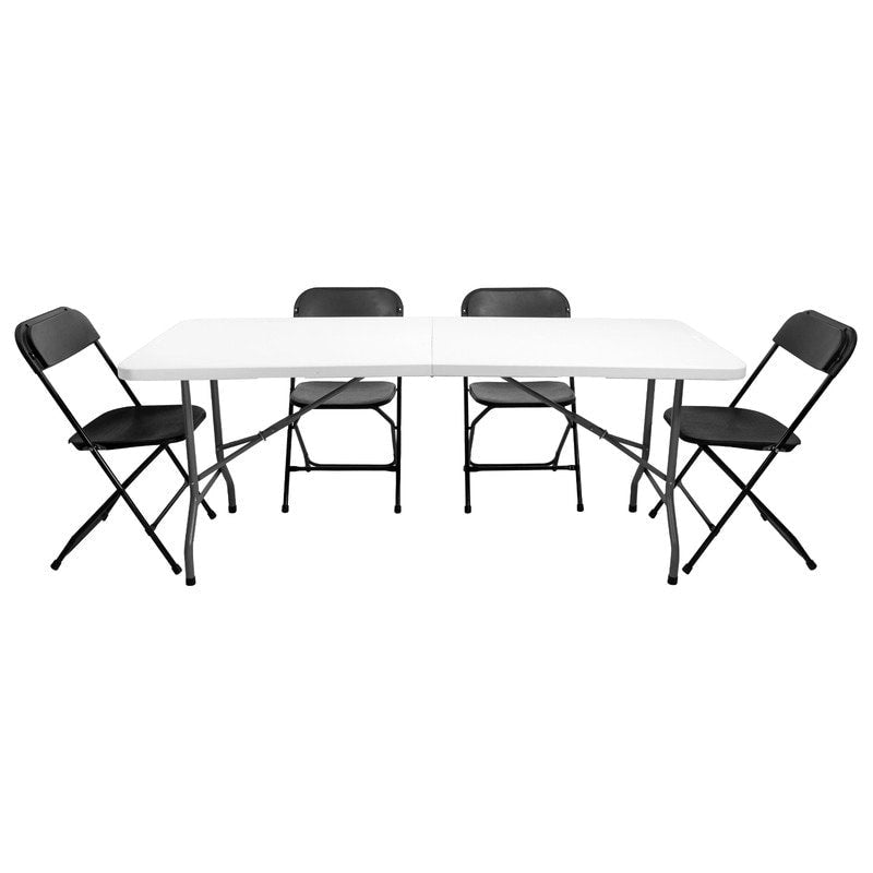 4er-Set Klappstuhl aus Kunststoff, Eventstuhl, für Innen und Außen, Stahlrahmen, tragbar, stapelbar, kommerziell nutzbar