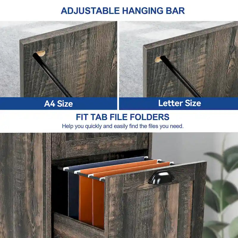 Rustikaler Aktenschrank aus Holz mit 4 Schubladen und Schloss