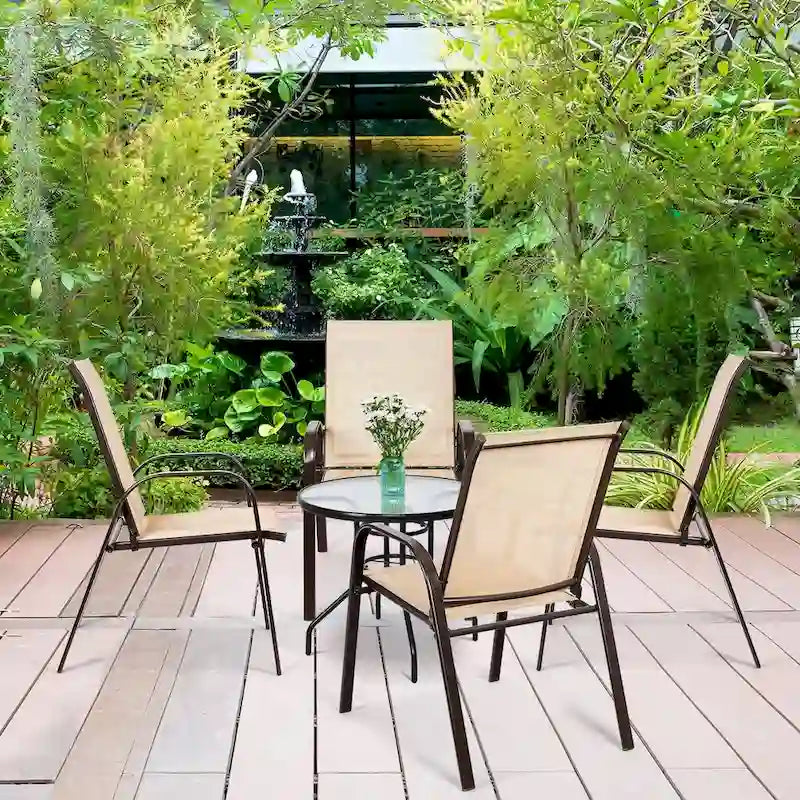 4er-Set Gartenstühle mit Armlehne, Terrasse Garten