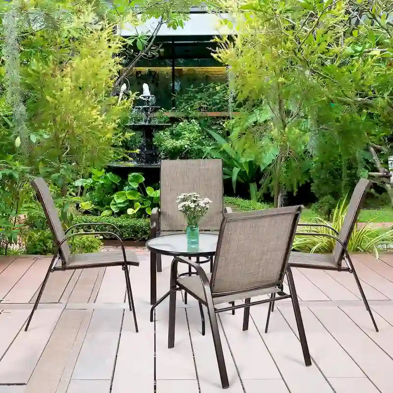 4er-Set Gartenstühle mit Armlehne, Terrasse Garten