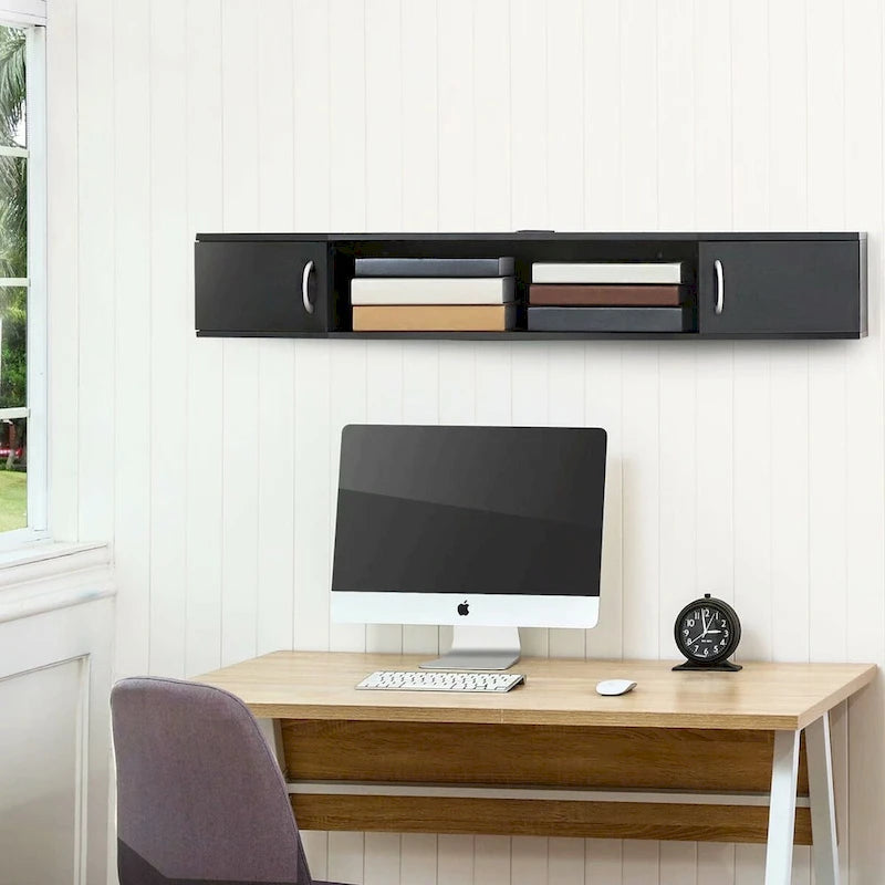 Wandmontierte TV-Medienkonsole schwebender Schreibtisch Aufbewahrung Hängevitrine – 110 cm
