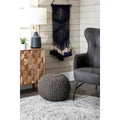 Klassischer gestrickter Pouf aus massivem Jute-Ottomane