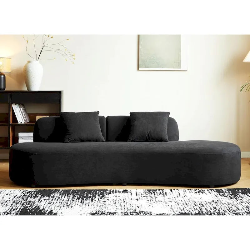 90.2 Zoll halbmondförmiges, geschwungenes Samt-Wohnzimmersofa