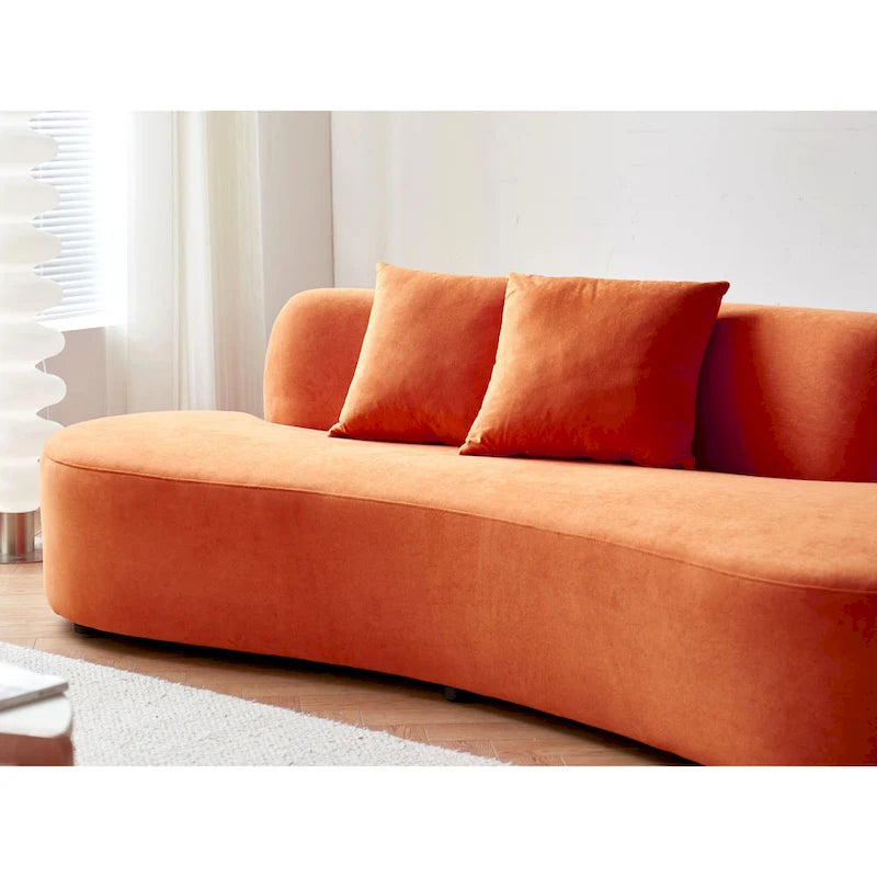 90.2 Zoll halbmondförmiges, geschwungenes Samt-Wohnzimmersofa