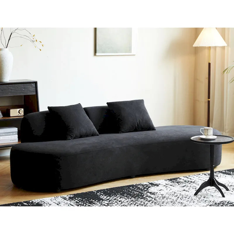 90.2 Zoll halbmondförmiges, geschwungenes Samt-Wohnzimmersofa