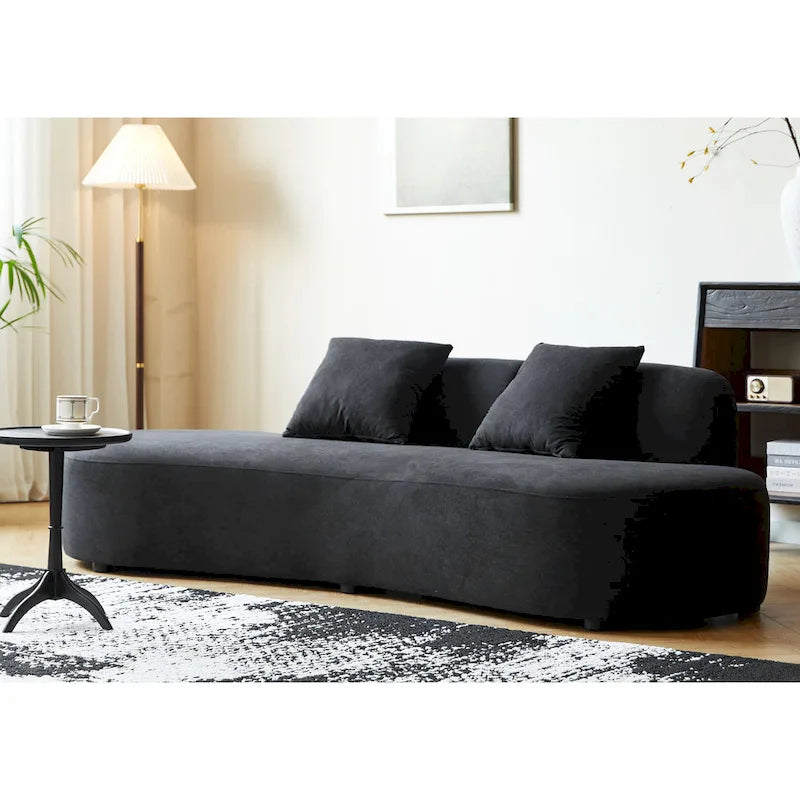 90.2 Zoll halbmondförmiges, geschwungenes Samt-Wohnzimmersofa