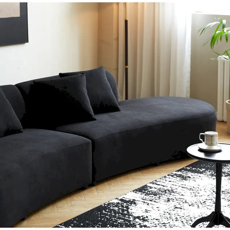 90.2 Zoll halbmondförmiges, geschwungenes Samt-Wohnzimmersofa
