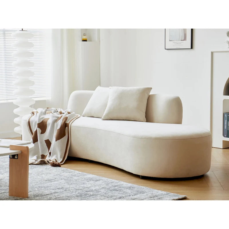 90.2 Zoll halbmondförmiges, geschwungenes Samt-Wohnzimmersofa