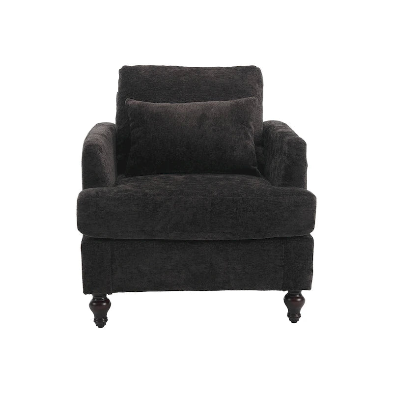 Chenille-Polster-Liebessitz mit Holzrahmen und Sessel für das Wohnzimmer