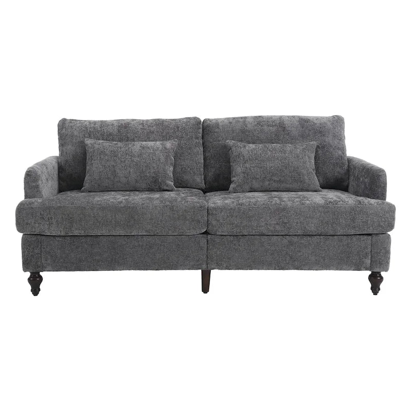 Chenille-Polster-Liebessitz mit Holzrahmen und Sessel für das Wohnzimmer