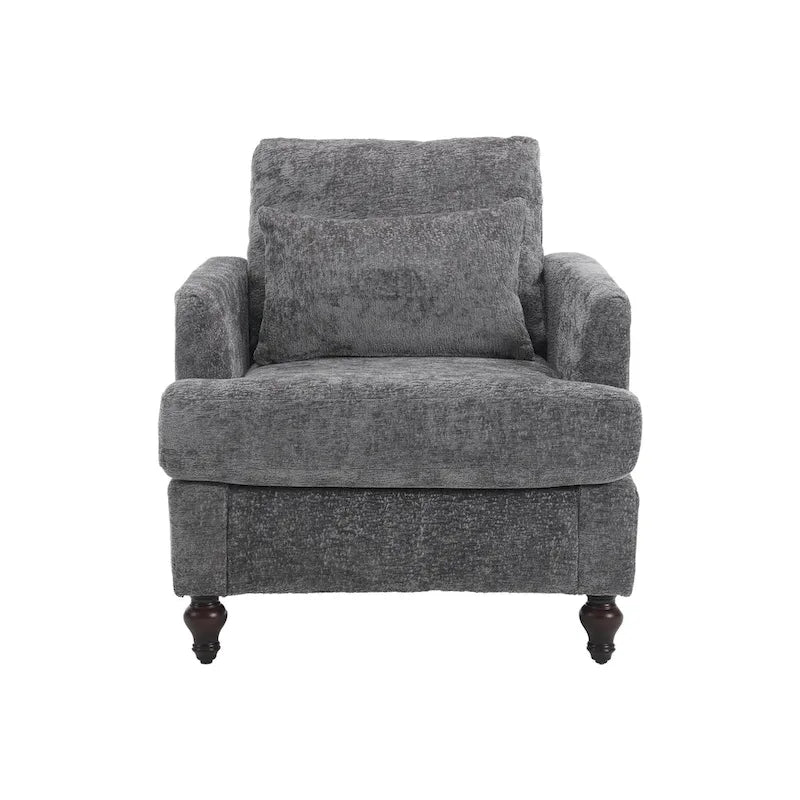 Chenille-Polster-Liebessitz mit Holzrahmen und Sessel für das Wohnzimmer