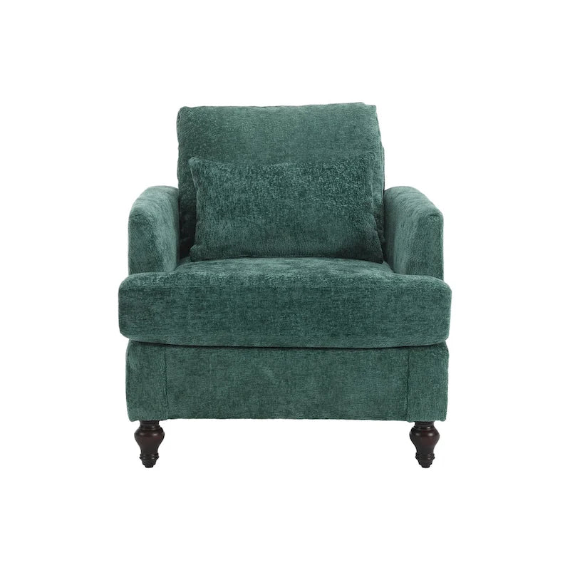 Chenille-Polster-Liebessitz mit Holzrahmen und Sessel für das Wohnzimmer