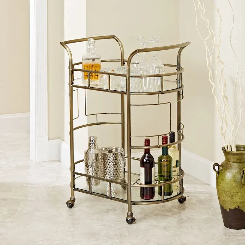 Sinclair Antique Gold 2-tier Serving Cart by Silverwood