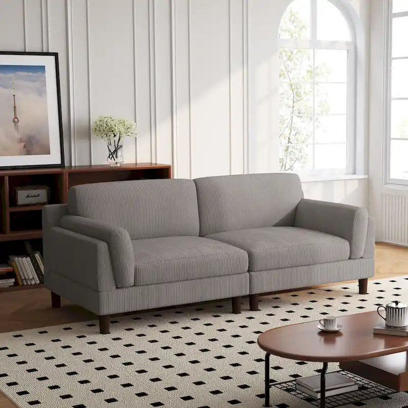 90 Übergroßes Kordsamt-Wohnzimmersofa mit Wendekissen