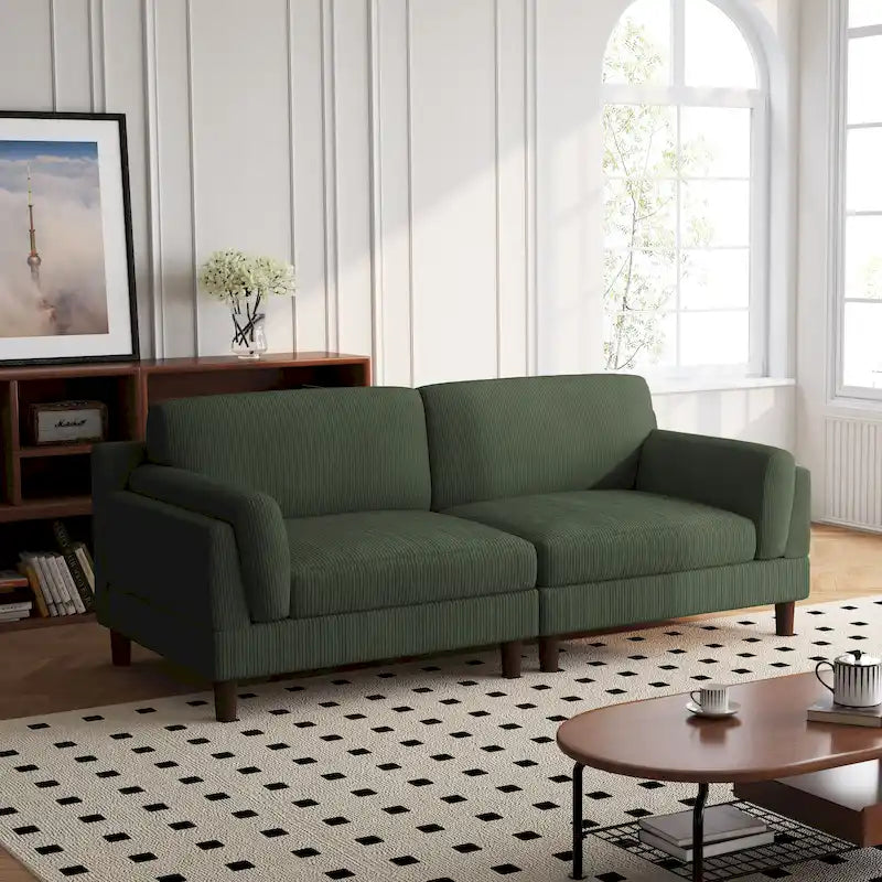 90 Übergroßes Kordsamt-Wohnzimmersofa mit Wendekissen