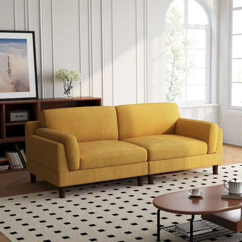 90 Übergroßes Kordsamt-Wohnzimmersofa mit Wendekissen