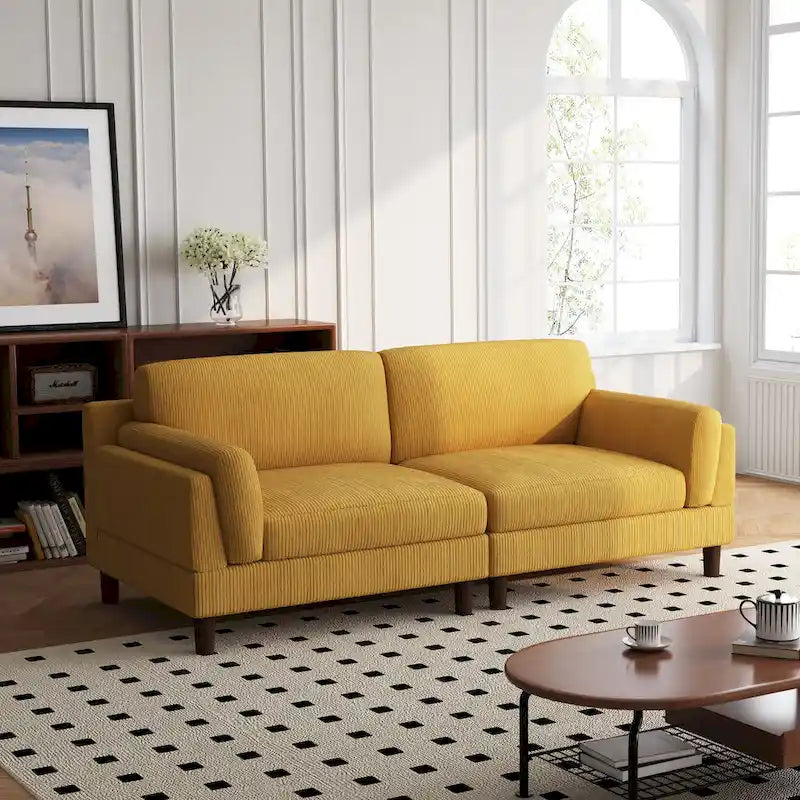 90 Oversized Corduroy Living Room Sofa With Reversible Cushions