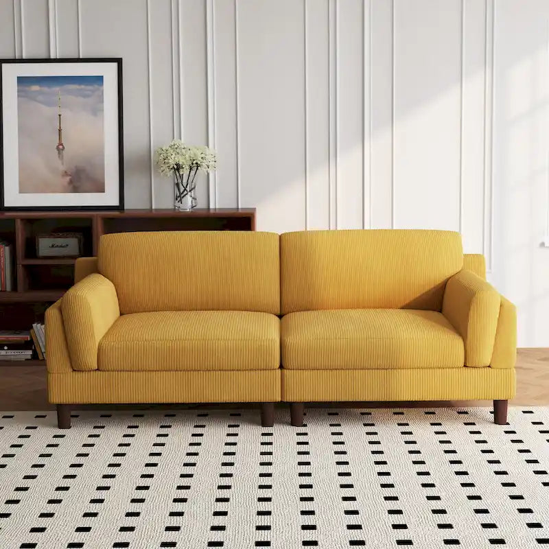 90 Übergroßes Kordsamt-Wohnzimmersofa mit Wendekissen