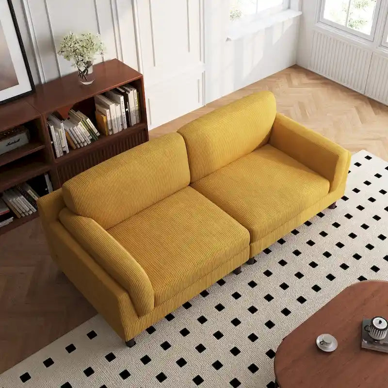 90 Übergroßes Kordsamt-Wohnzimmersofa mit Wendekissen