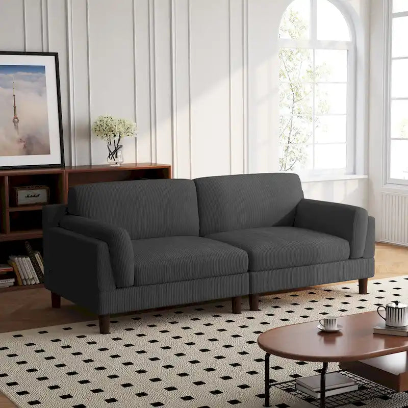 90 Übergroßes Kordsamt-Wohnzimmersofa mit Wendekissen