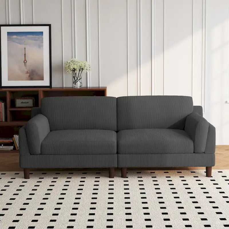 90 Übergroßes Kordsamt-Wohnzimmersofa mit Wendekissen