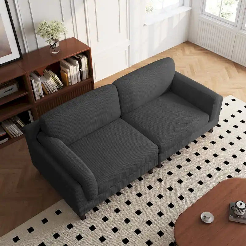 90 Übergroßes Kordsamt-Wohnzimmersofa mit Wendekissen