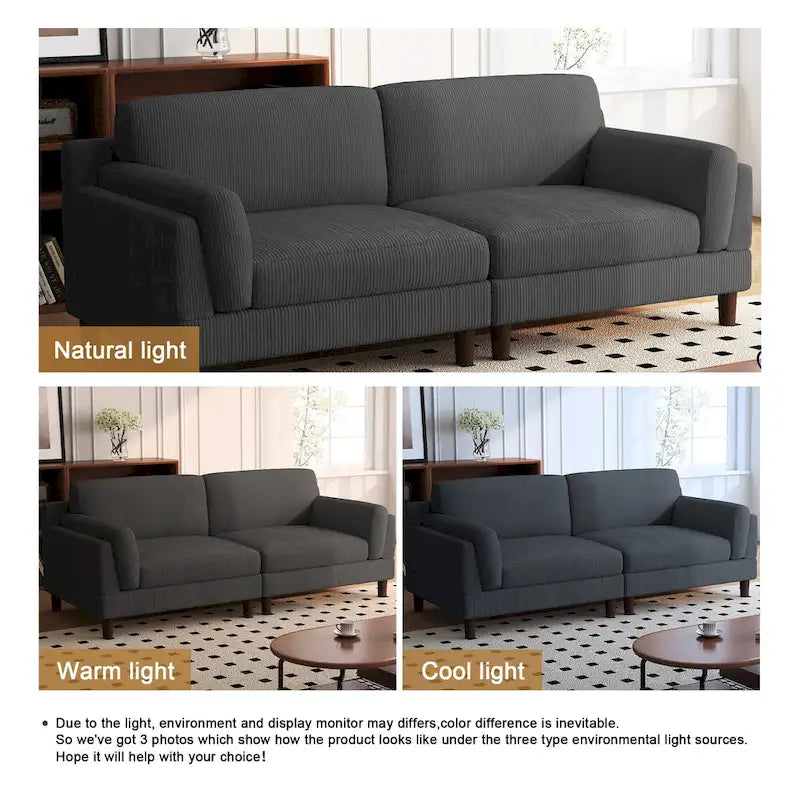 90 Übergroßes Kordsamt-Wohnzimmersofa mit Wendekissen