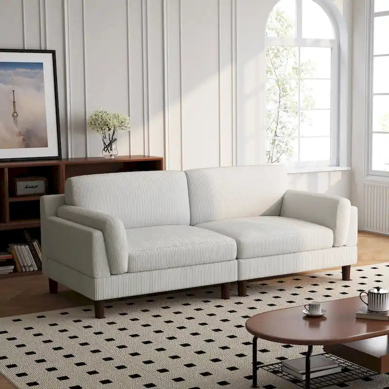 90 Übergroßes Kordsamt-Wohnzimmersofa mit Wendekissen