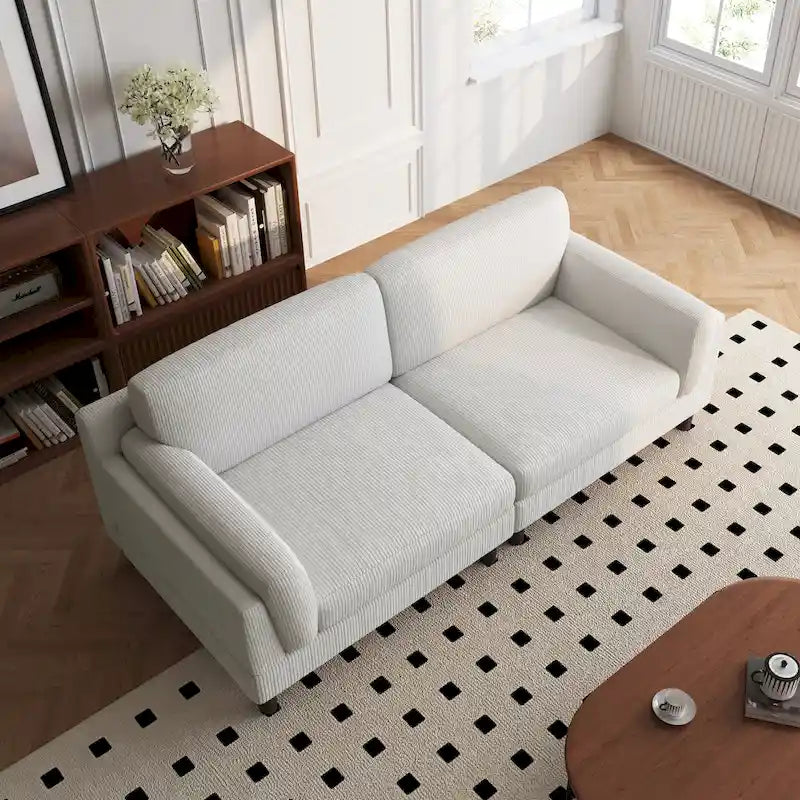 90 Übergroßes Kordsamt-Wohnzimmersofa mit Wendekissen