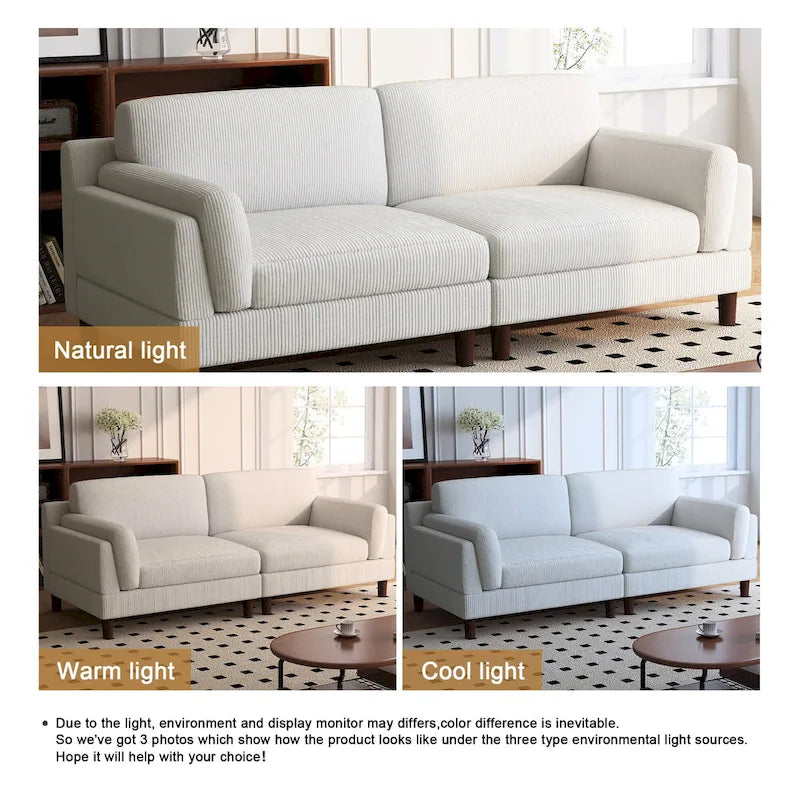 90 Übergroßes Kordsamt-Wohnzimmersofa mit Wendekissen