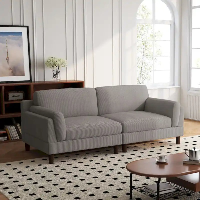 90 Übergroßes Kordsamt-Wohnzimmersofa mit Wendekissen