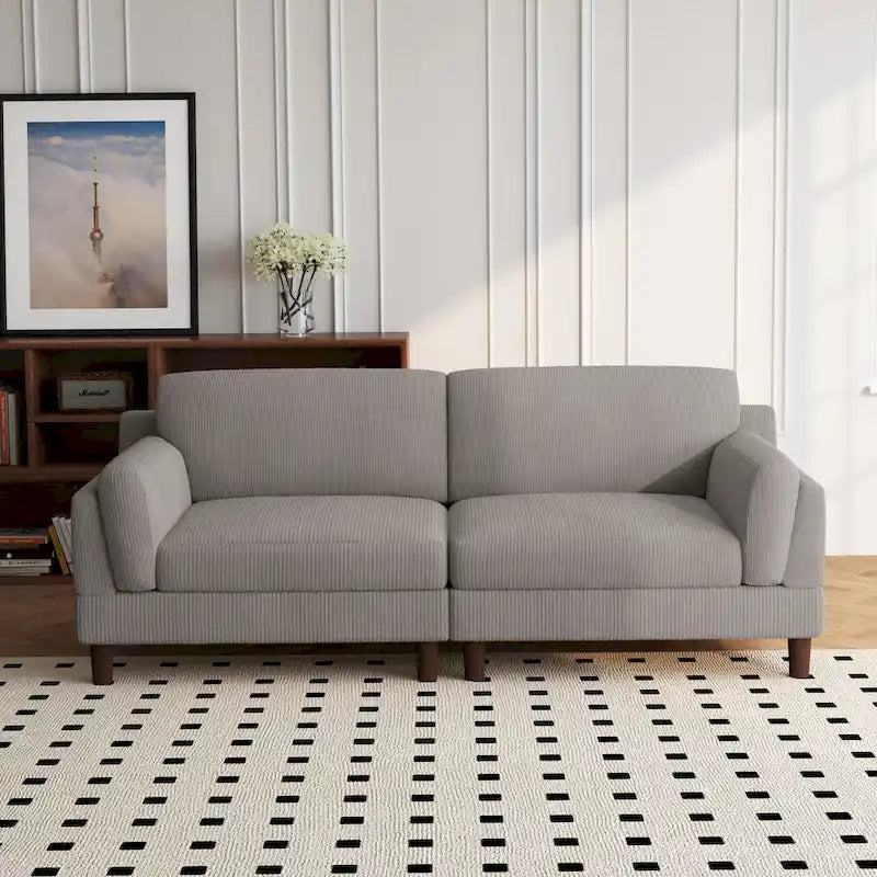90 Übergroßes Kordsamt-Wohnzimmersofa mit Wendekissen