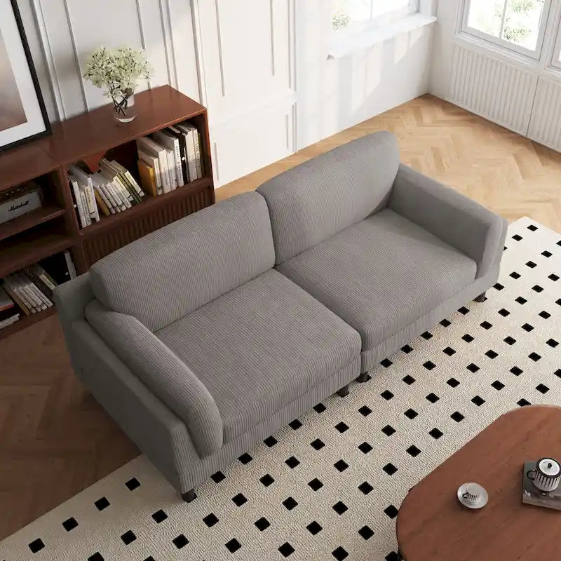 90 Übergroßes Kordsamt-Wohnzimmersofa mit Wendekissen