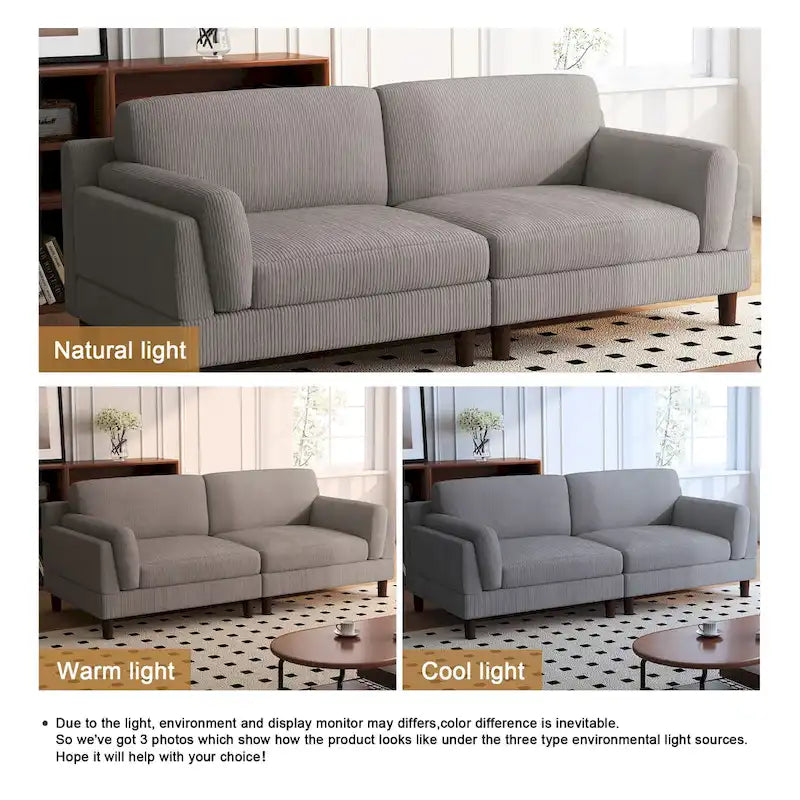90 Übergroßes Kordsamt-Wohnzimmersofa mit Wendekissen