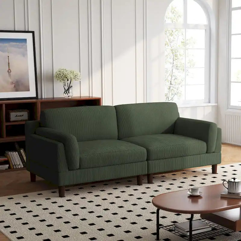 90 Übergroßes Kordsamt-Wohnzimmersofa mit Wendekissen