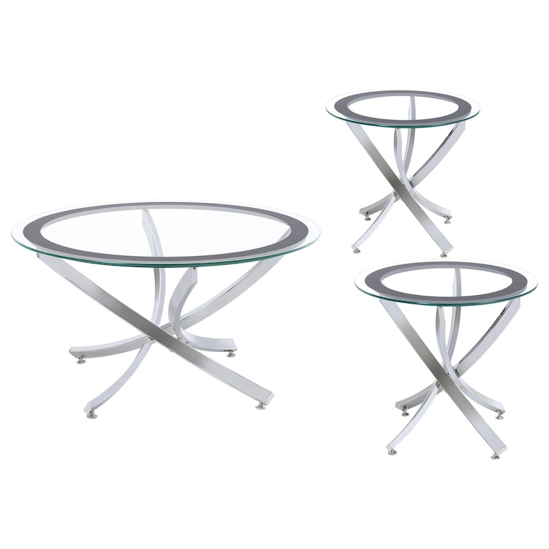 Runder Couchtisch mit Glasplatte Set