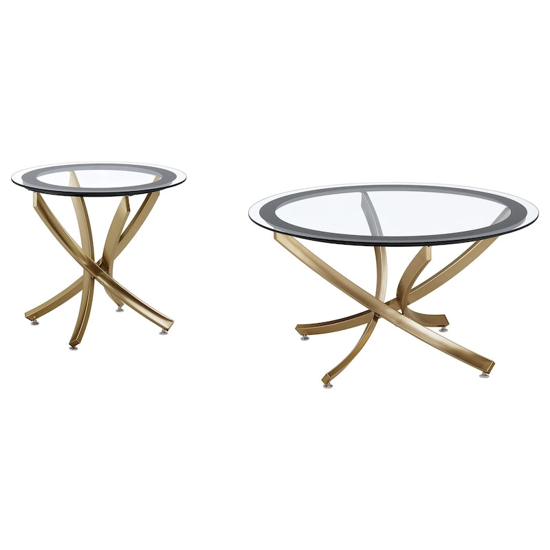 Runder Couchtisch mit Glasplatte Set