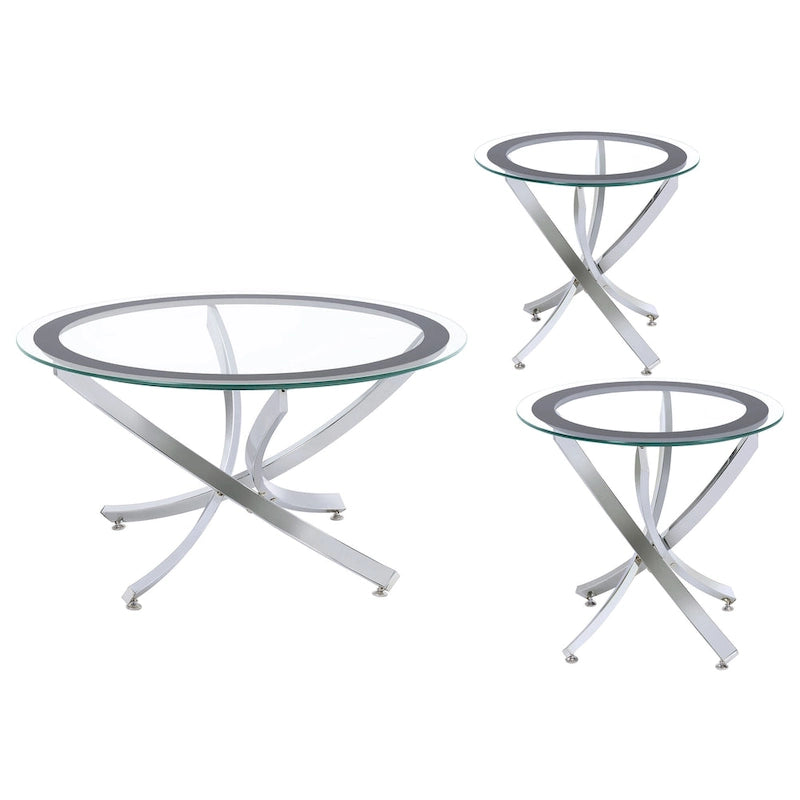 Brooke Round Glass Top Coffee Table Set
