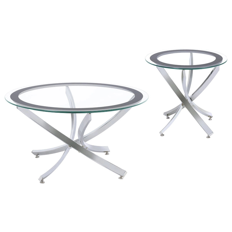 Runder Couchtisch mit Glasplatte Set
