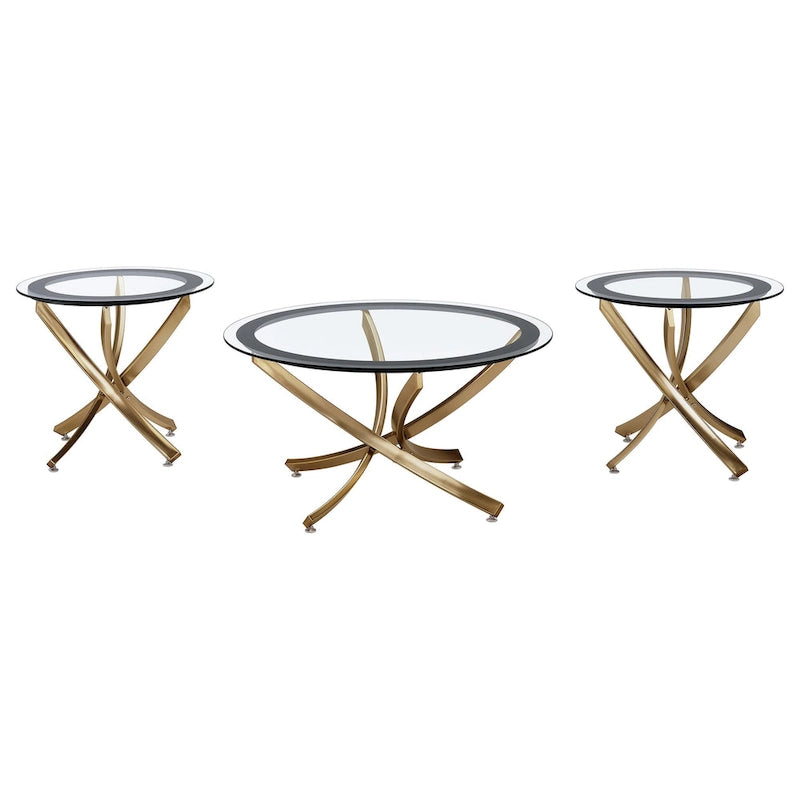 Runder Couchtisch mit Glasplatte Set