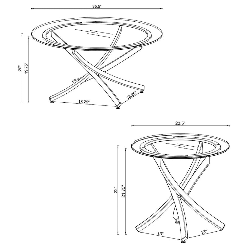 Runder Couchtisch mit Glasplatte Set