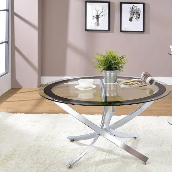 Runder Couchtisch mit Glasplatte Set