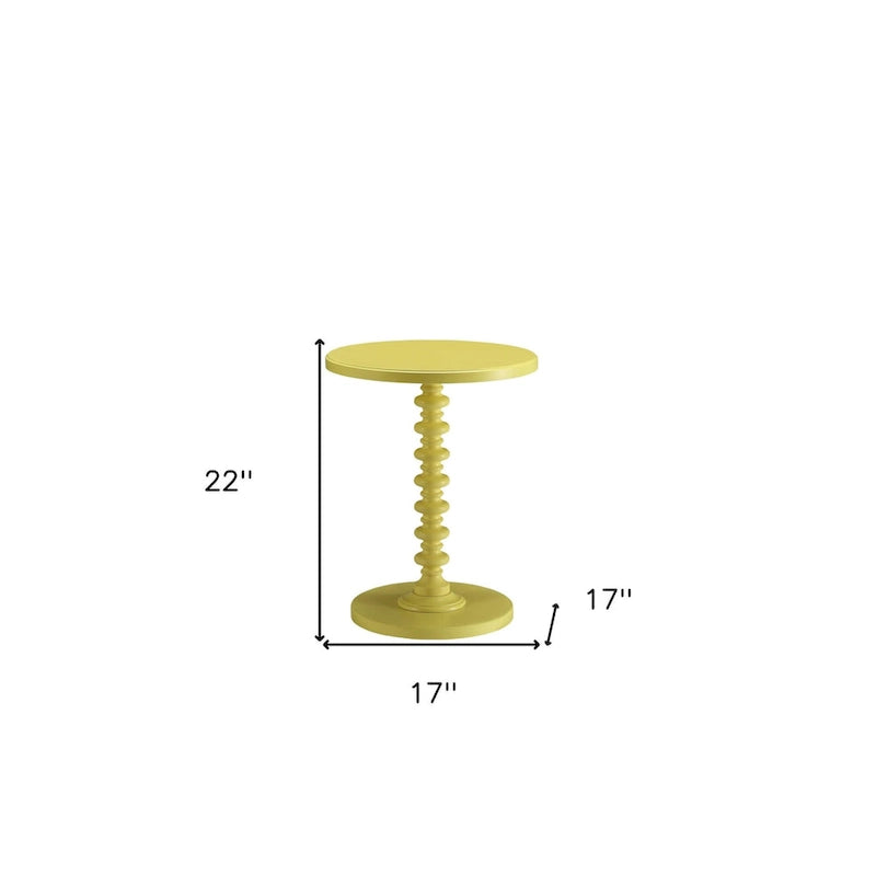 22" gelber runder Holz-Beistelltisch mit Sockel