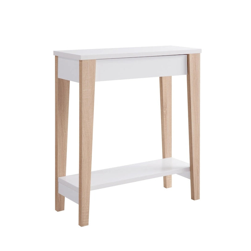 Moderne zweifarbige Konsole mit zwei Ablagen – Weiß und Beige