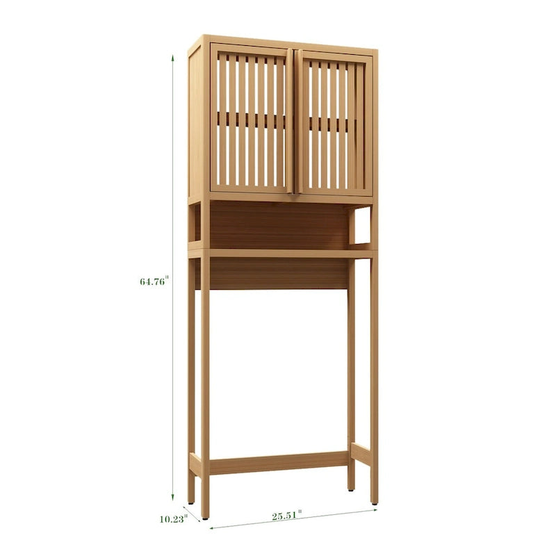 Bambus-Toilettenschrank mit Regal und Doppeltüren